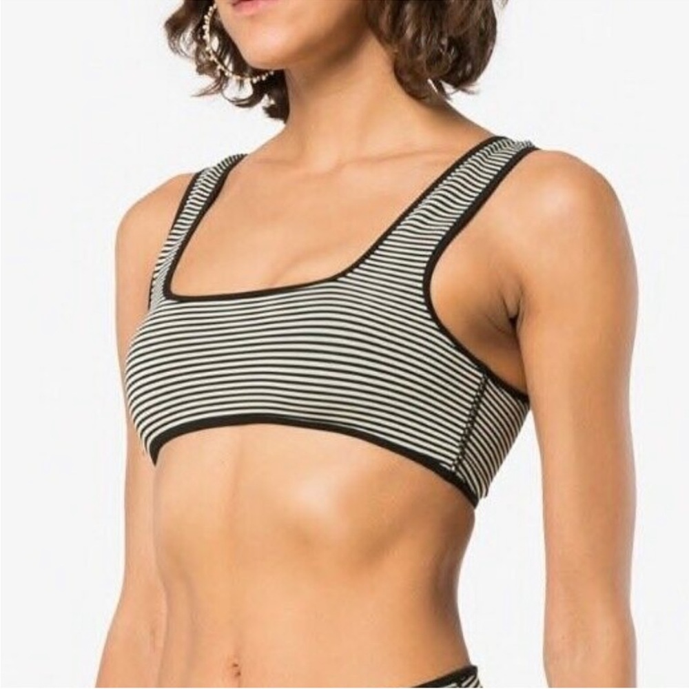 Marysia Swim Black and White Striped Bikini Top